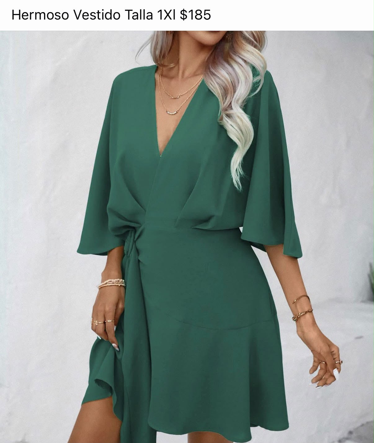 007 | Emerald Green Wrap Mini Dress | Size 1XL
