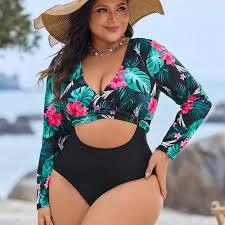 008 | Tropical Floral Cut-Out One-Piece Swimsuit | Size 0XL