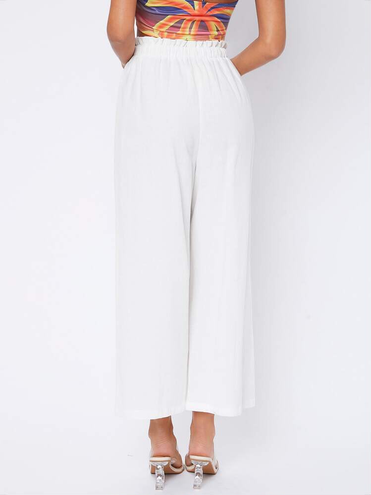 026 | White High-Waisted Wide Leg Palazzo Pants | XL