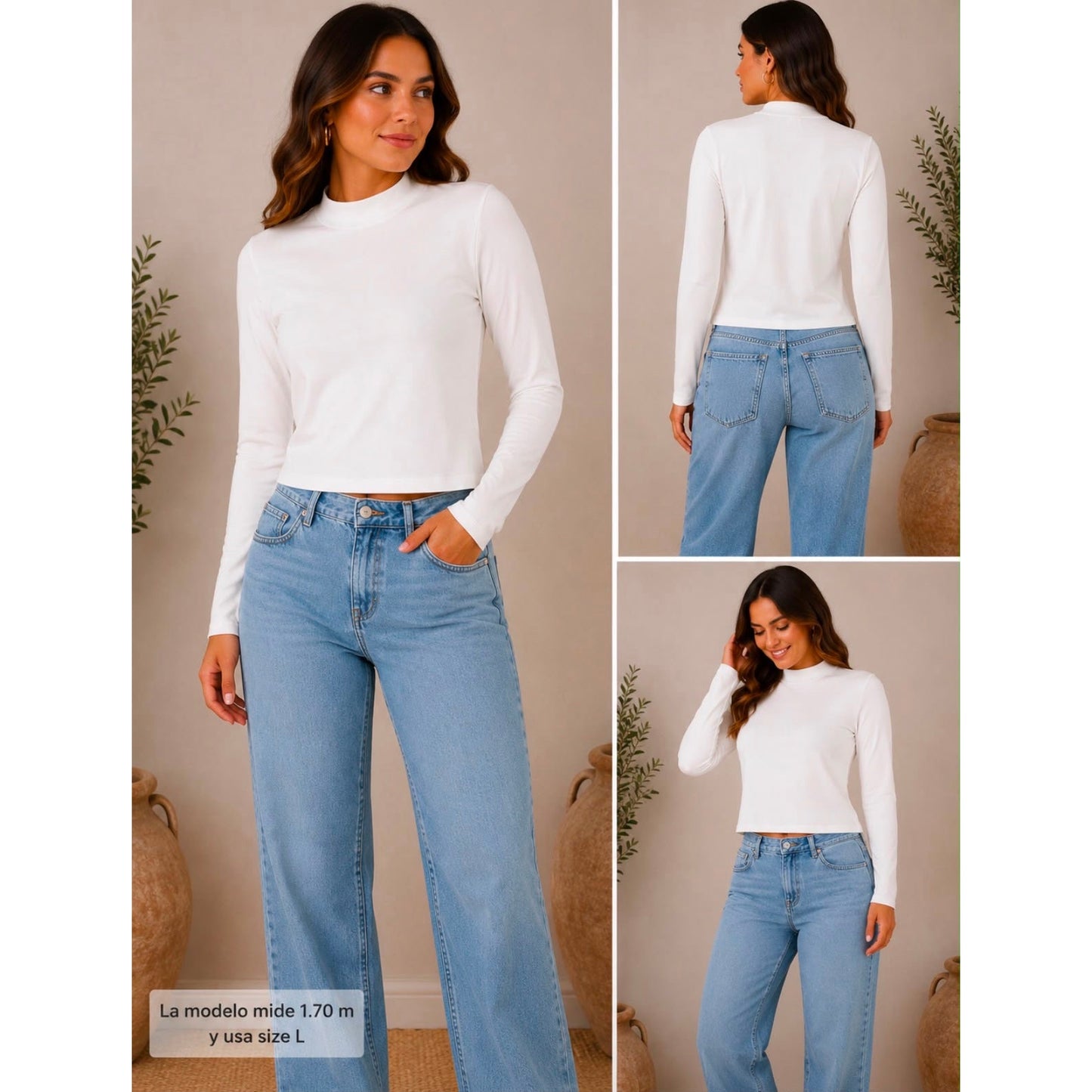 060 | Women’s Mock Neck Long Sleeve Crop Top | Size L