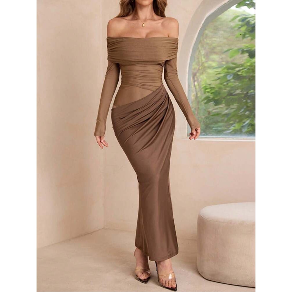 047 | Light Brown Long Fit Dress | Size XL
