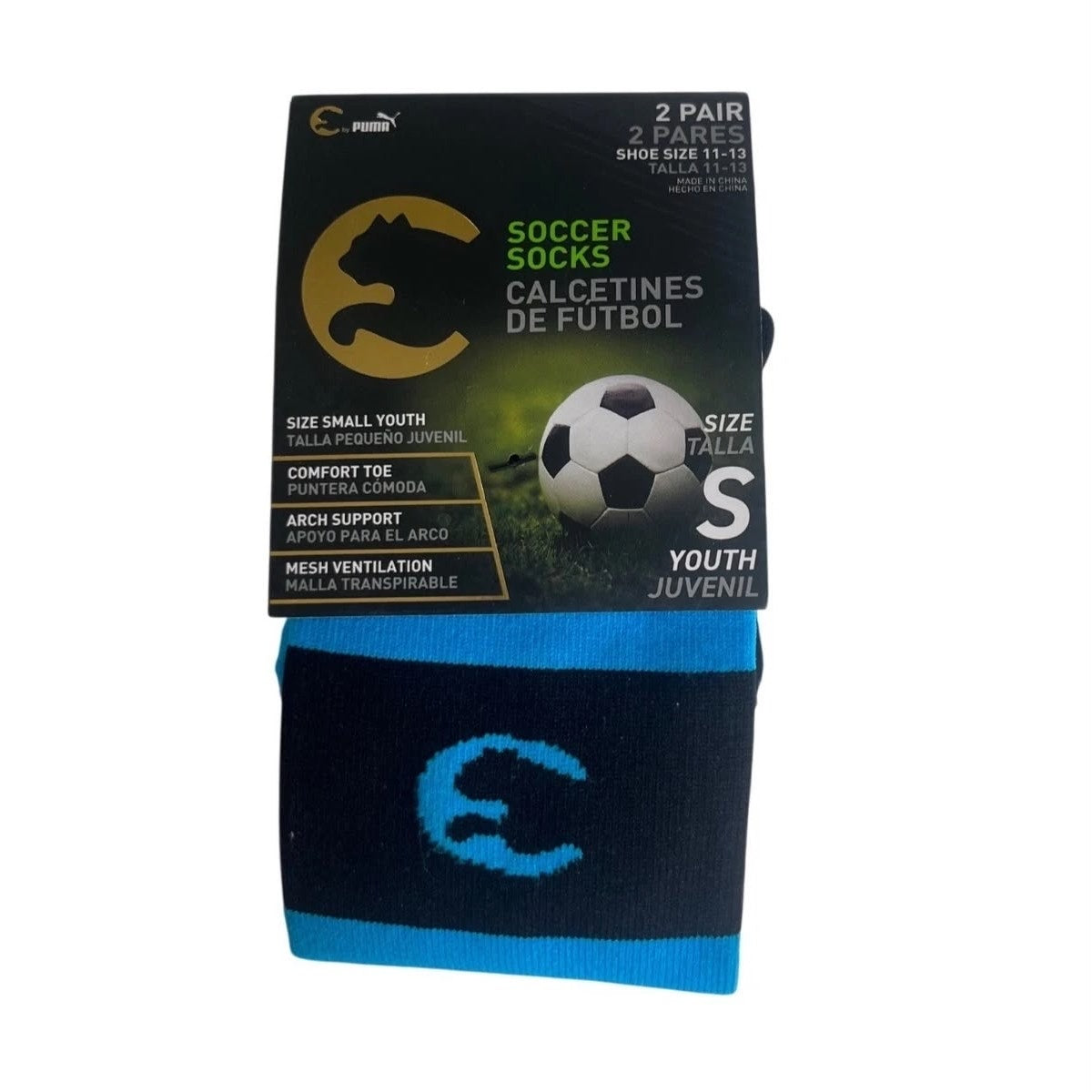 PROCAT BY PUMA KIDS' OVER THE KNEE ATHLETIC SOCKS - YOUTH SMALL - BLUE/BLACK