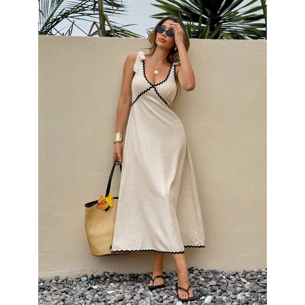 035 | Solid Color Sleeveless V Neck Tank Dress | Size 4XL