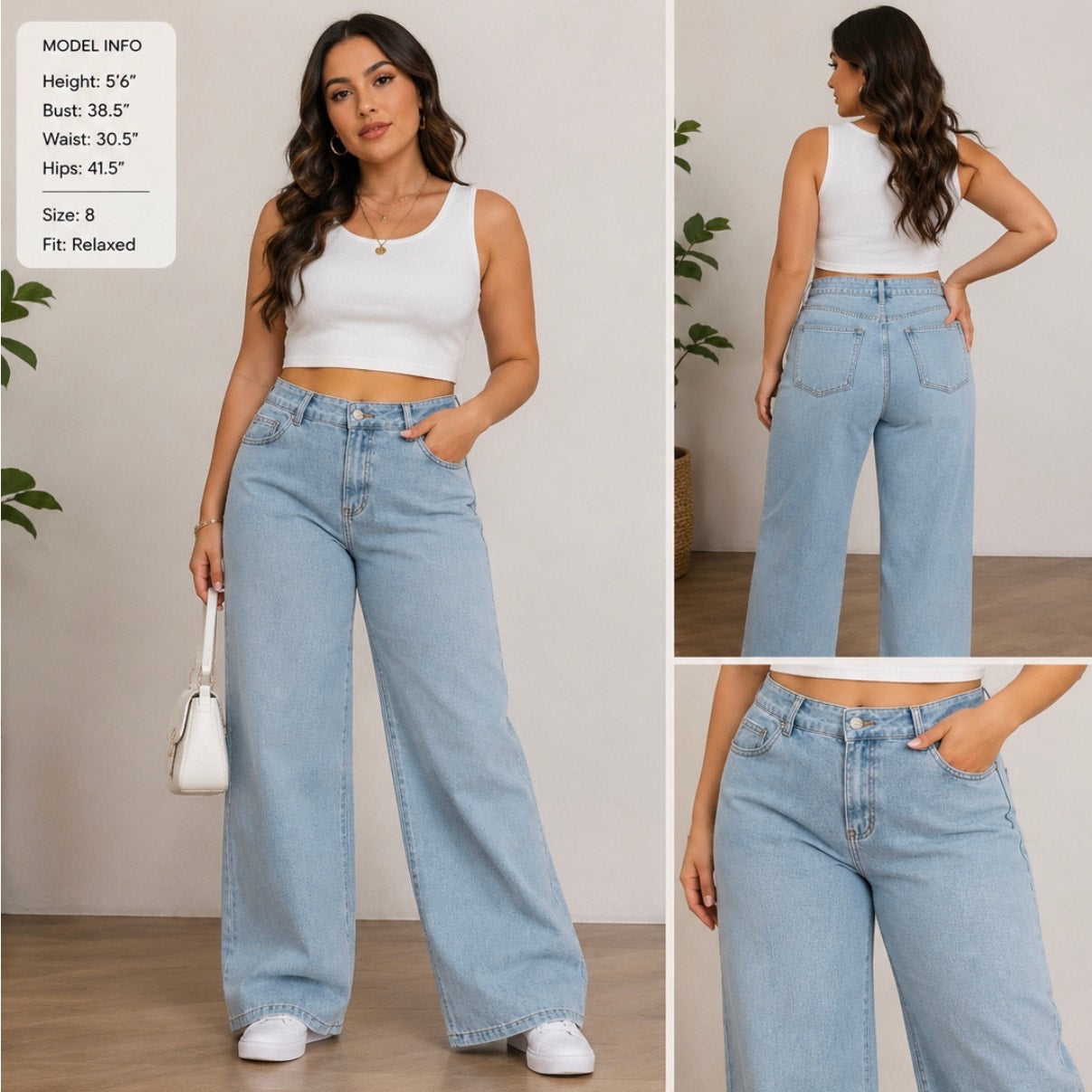 067 | Women’s Light Wash High Rise Wide Leg Jeans | Size 8