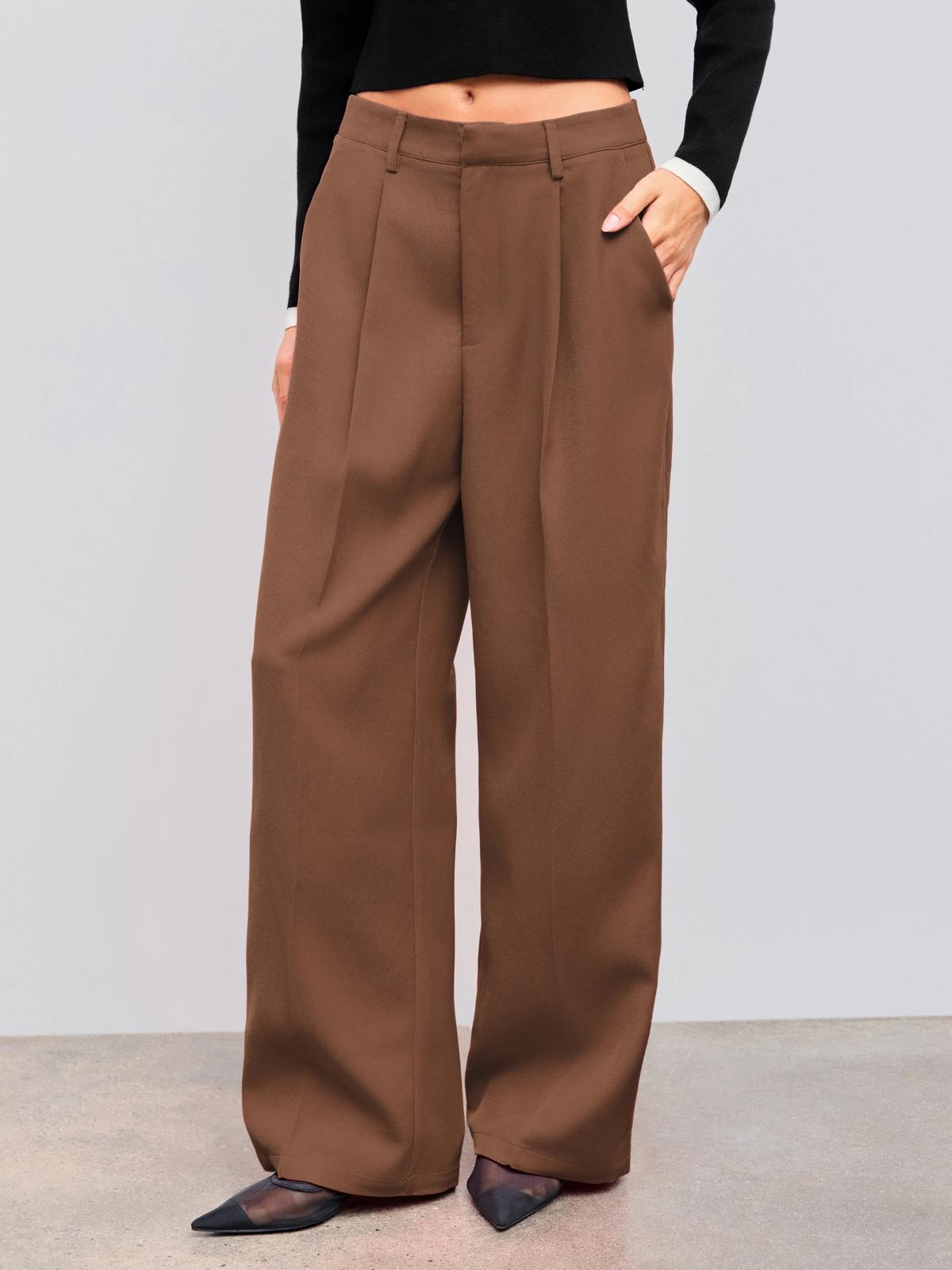 009 | Chocolate Brown High-Waisted Wide Leg Trousers | Size S