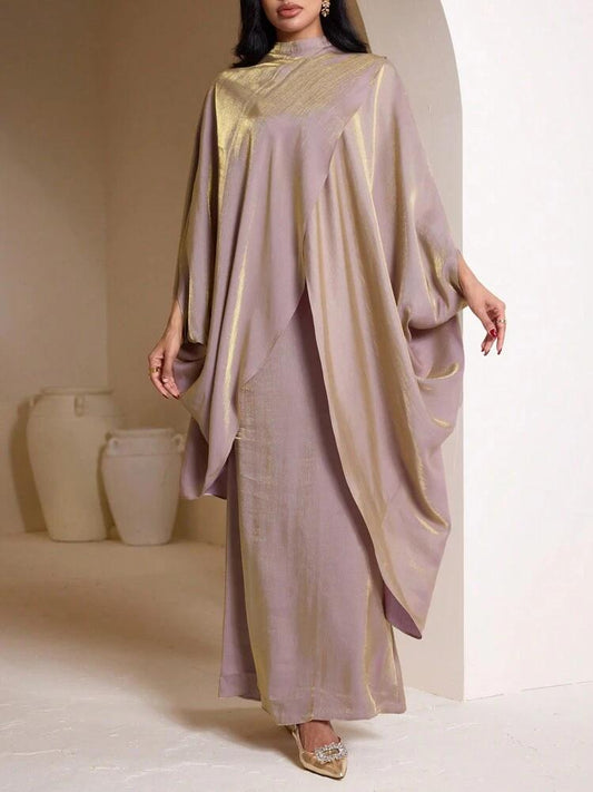 013 | Champagne Satin Maxi Caftan Dress | Tagged Size XL (Fits More Like Medium)