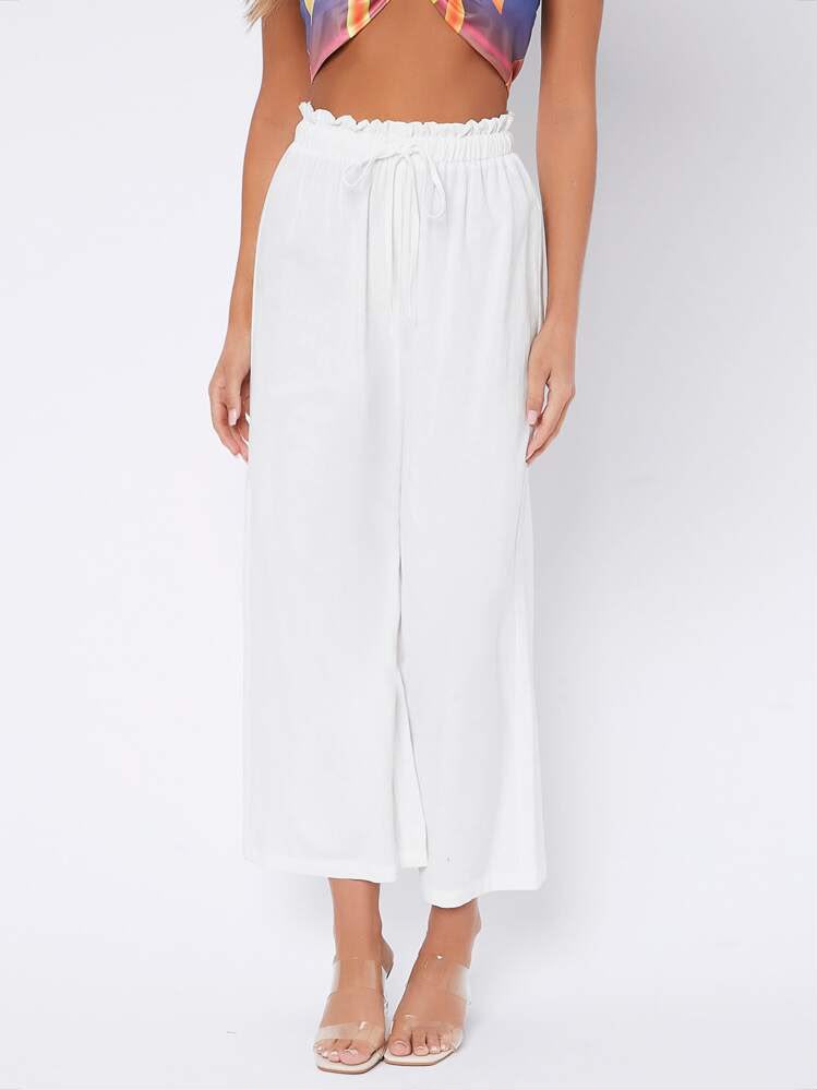 026 | White High-Waisted Wide Leg Palazzo Pants | XL