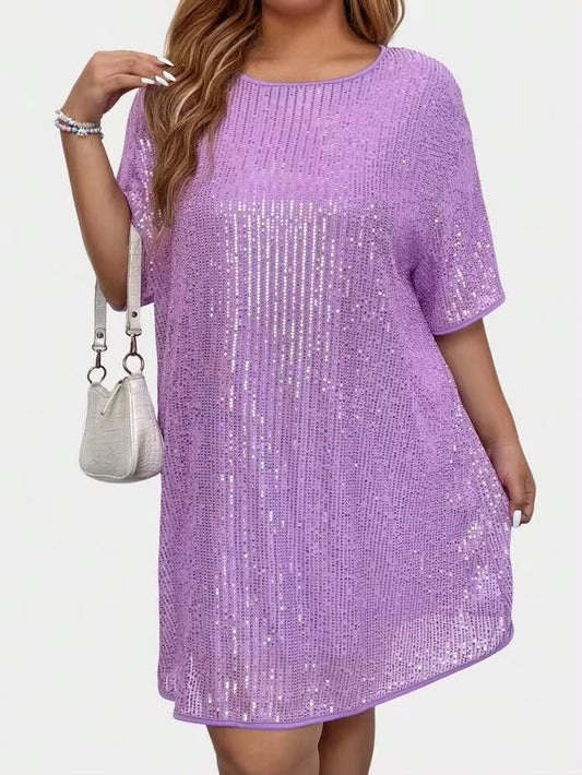 030 | Lavender Sequin Shift Mini Dress | Size 4XL