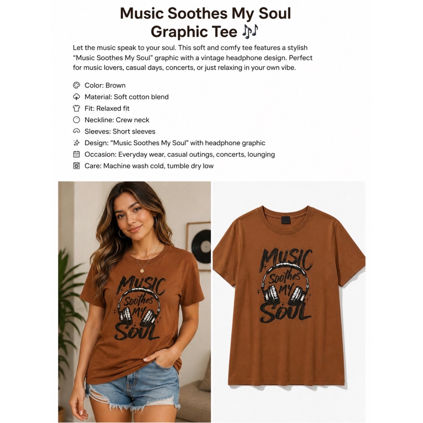 101 | Music Soothes My Soul Graphic Tee | Size XL