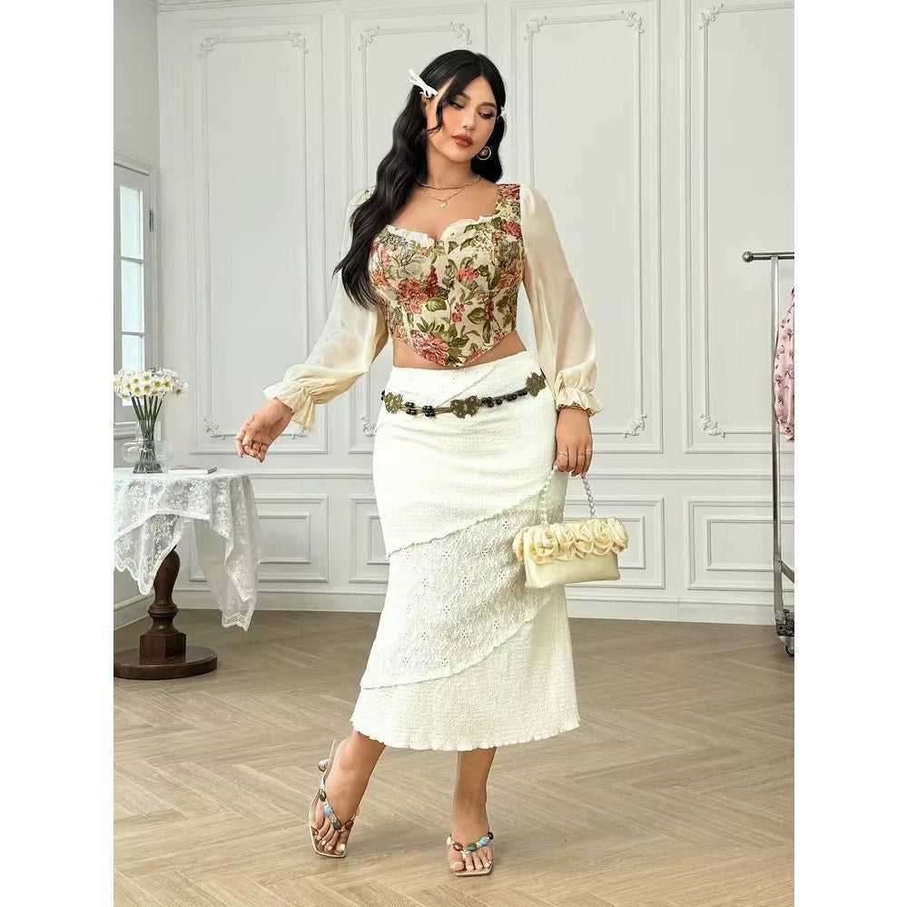 037 | Dreamara Retro Autumn Blouse With Lantern Sleeves | Size 3XL