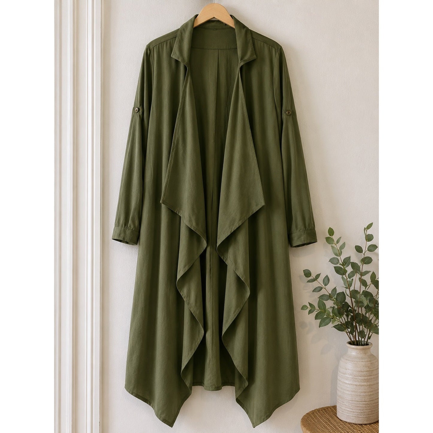 114 | Olive Green Waterfall Duster Cardigan